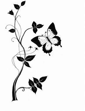 292x378 d'images pour line drawings of flowers and butterflies - Butterfly On Flower Drawing