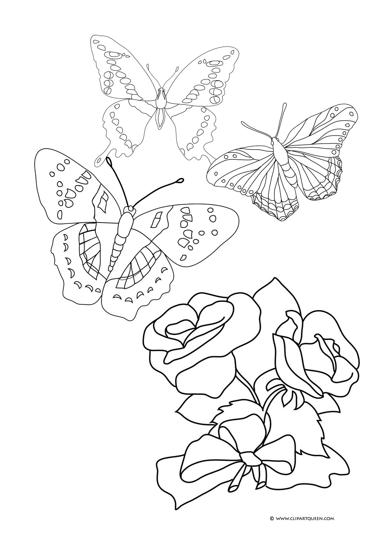 1240x1754 Butterfly And Rose Coloring Pages - Butterfly On Rose Drawing