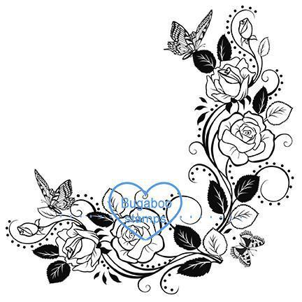 432x432 Butterfly Rose Corner - Butterfly On Rose Drawing