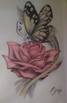 236x361 Butterfly Pencil Drawing, If It Were A Dragonfly It Would Be - Butterfly On Rose Drawing