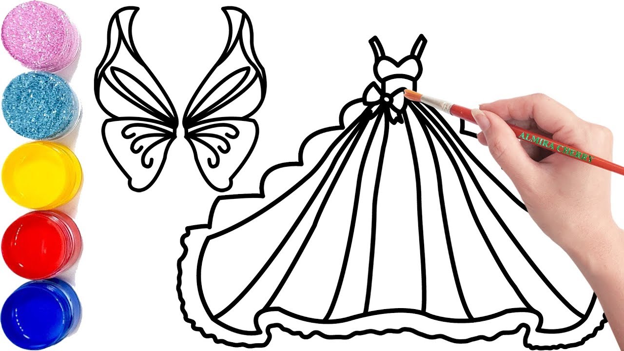 1280x720 surprise dress and butterfly wings drawing coloring pages - Butterfly Wings Drawing