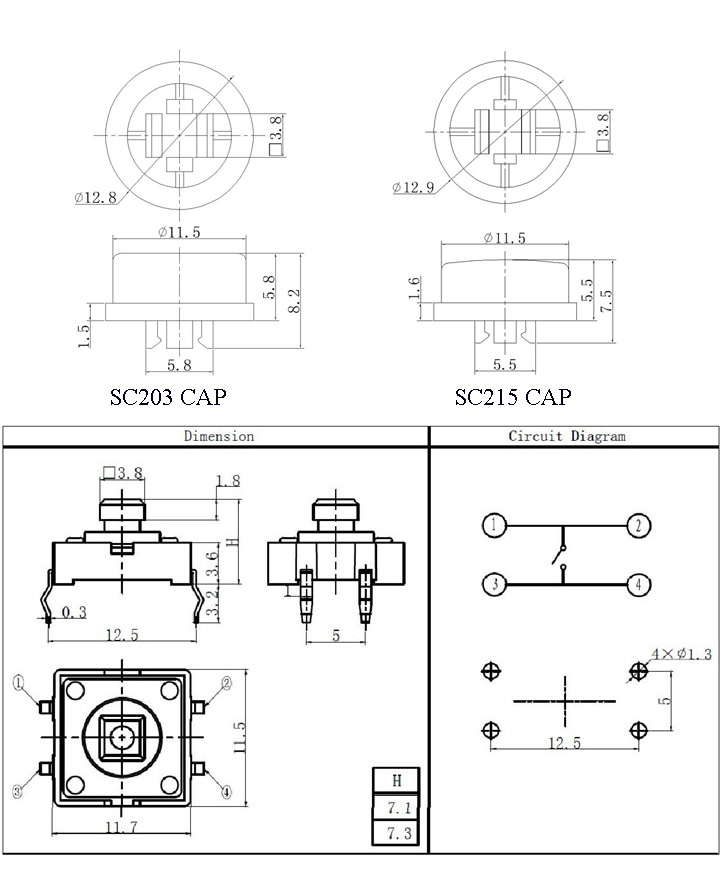 720x892 tactile button assortment - Button Drawing