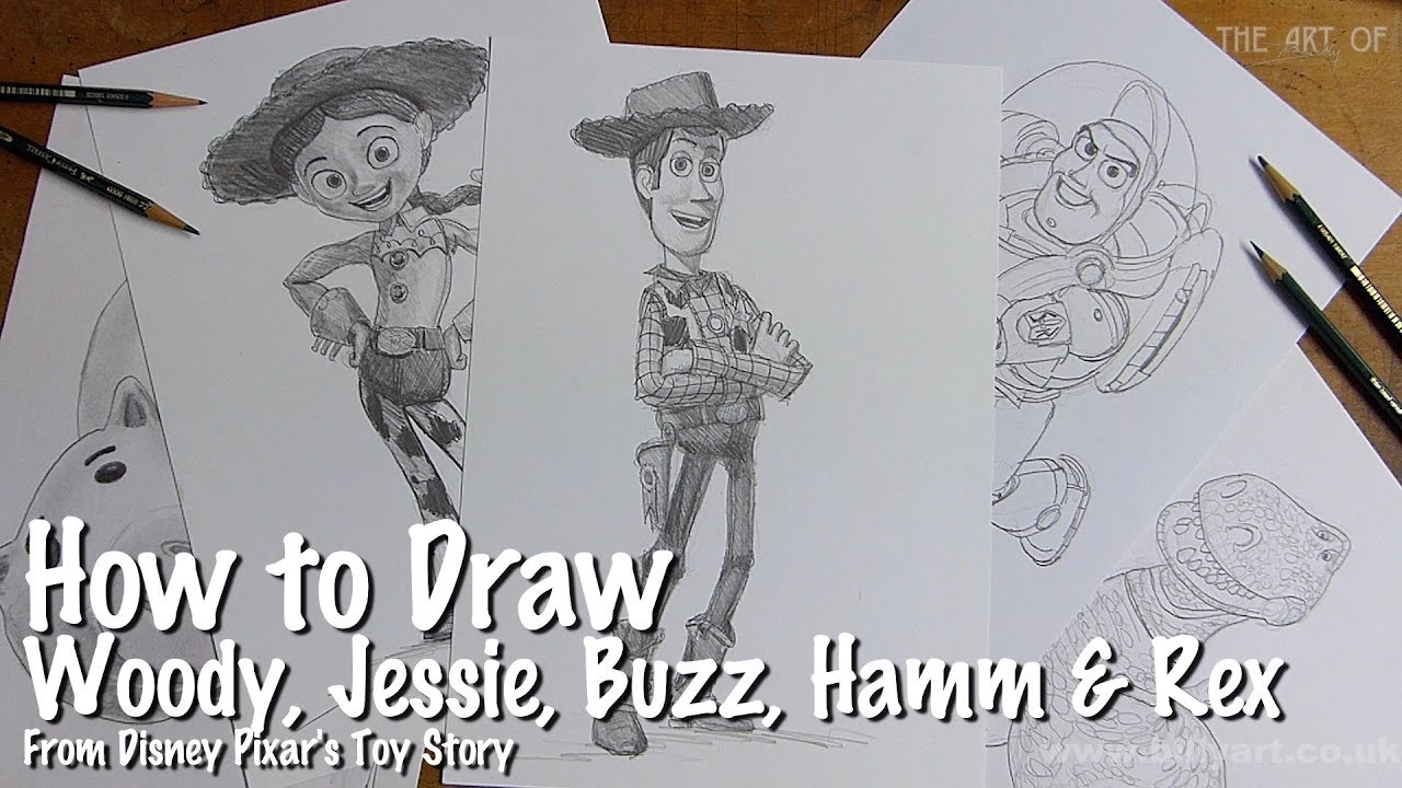 1280x720 how to draw woody, buzz lightyear, jessie, ham and rex from disney - Buzz And Woody Drawing