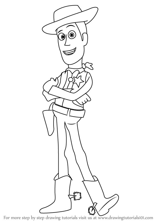 598x844 Learn How To Draw Sheriff Woody From Toy Story - Buzz And Woody Drawing