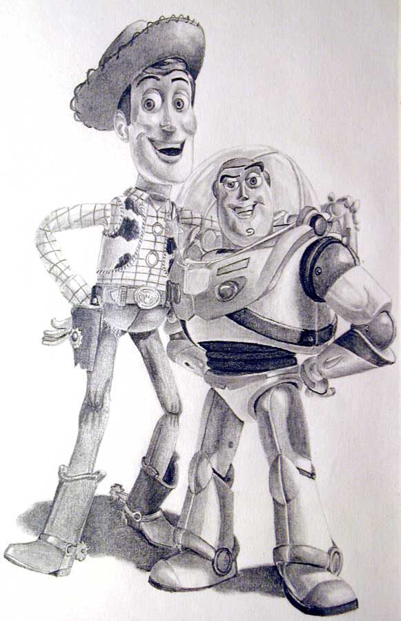 581x900 Disney Pixar - Buzz And Woody Drawing