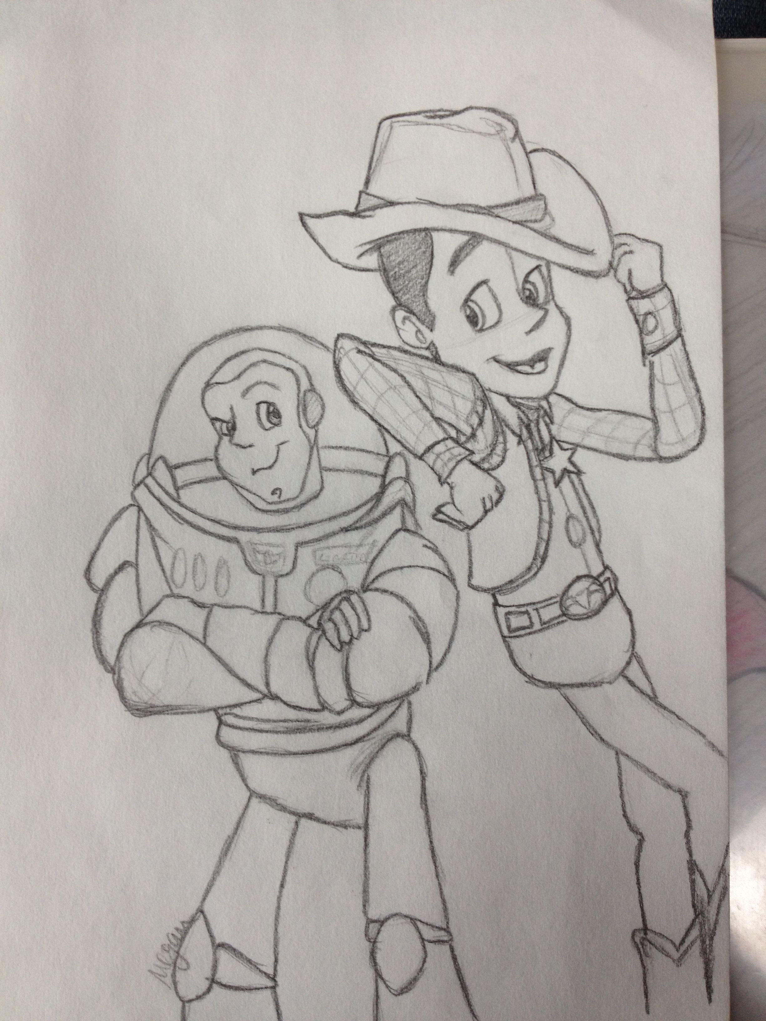 2448x3264 disney drawing challenge day best friends buzz and woody my - Buzz And Woody Drawing