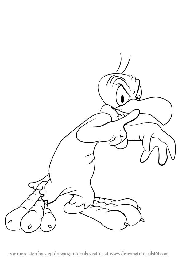 593x846 Learn How To Draw Beaky Buzzard From Looney Tunes - Buzzard Drawing