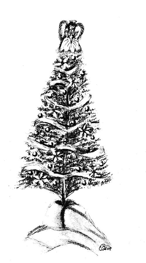 499x900 Christmas Tree Bw Drawing - Bw Drawing