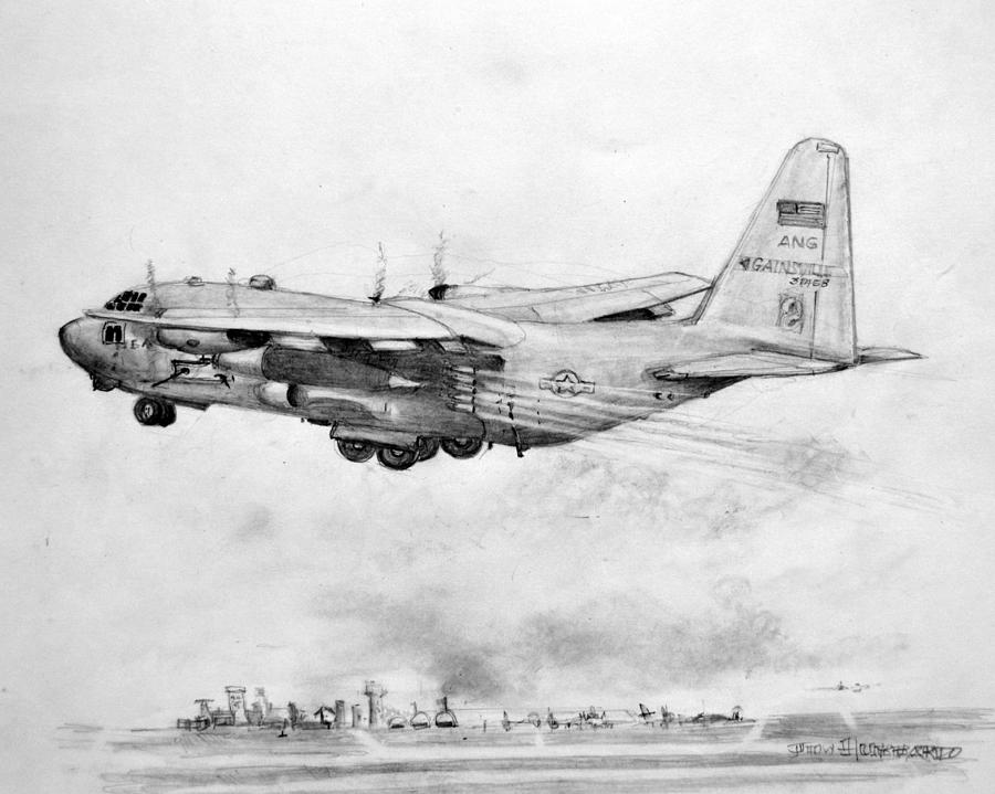 900x719 Usaf Ac Hercules Gunship Drawing - C 130 Drawing
