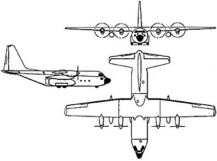 425x315 Home Comforts Three View Line Drawing A Lockheed C - C 130 Drawing