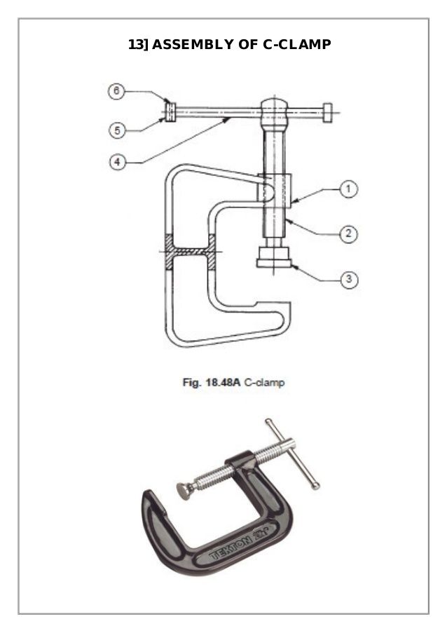 638x903 assembly and details machine drawing pdf - C Clamp Drawing
