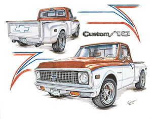 300x235 Chevy Art Fine Art America - C10 Drawing