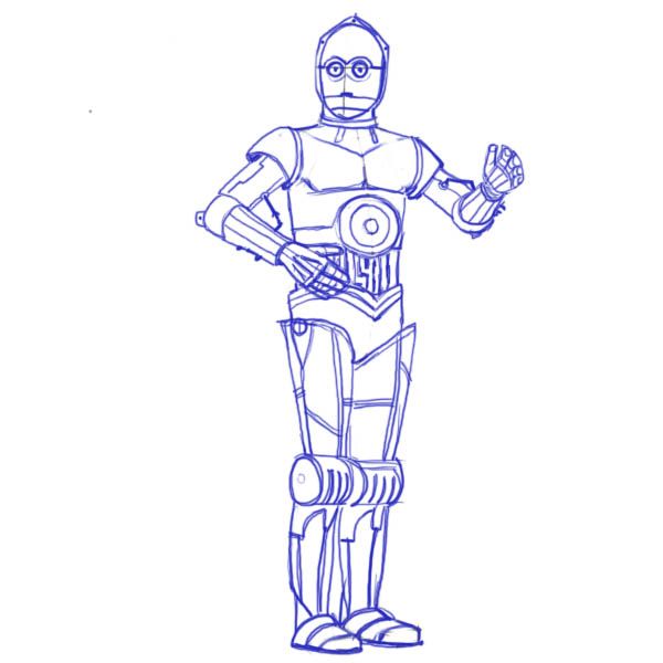 600x600 How To Draw Star Wars Characters - C3po Drawing