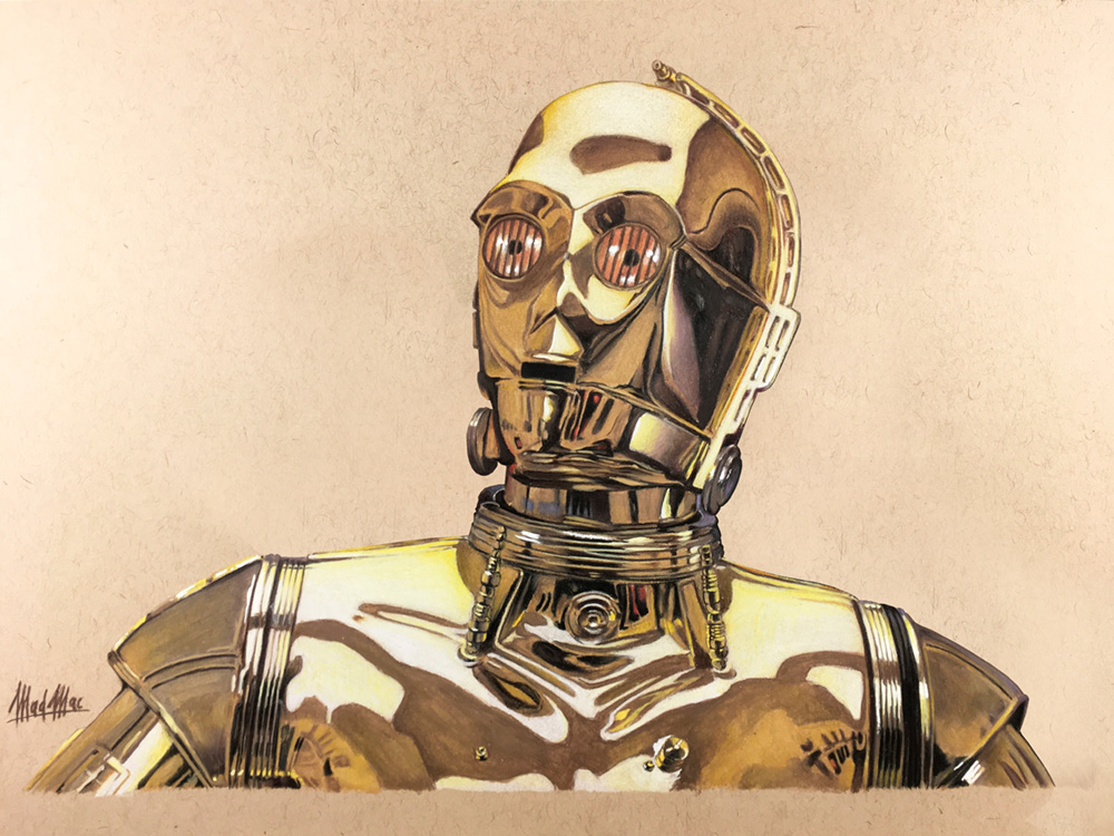 1000x750 Drawing Of C Star Wars Droid Pin Up Art - C3po Drawing