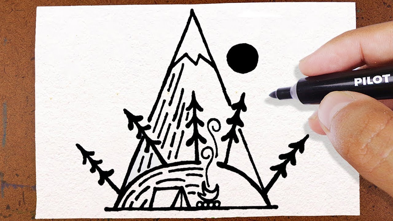 1280x720 como desenhar cabana montanha tatuagem, how to draw - Cabana Drawings