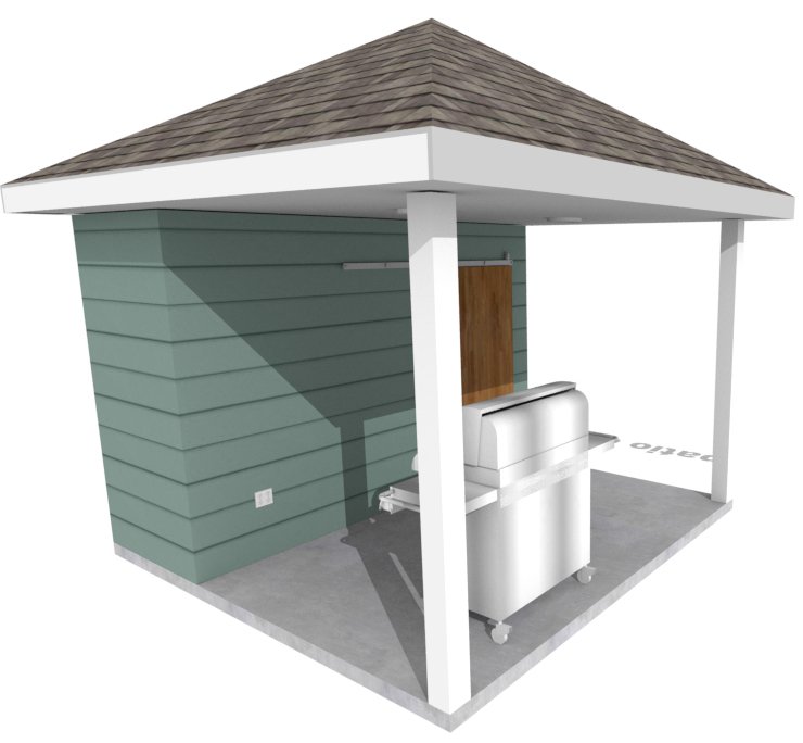 740x684 Cabana Shed, Design And Drawings For Permitting, Hollysprings, Nc - Cabana Drawings