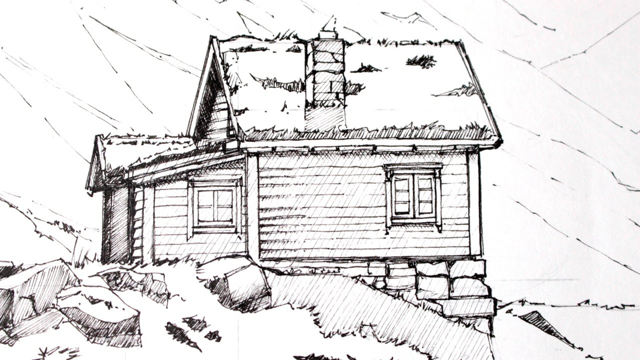 Cabin Drawing At Paintingvalley Com Explore Collection Of Cabin