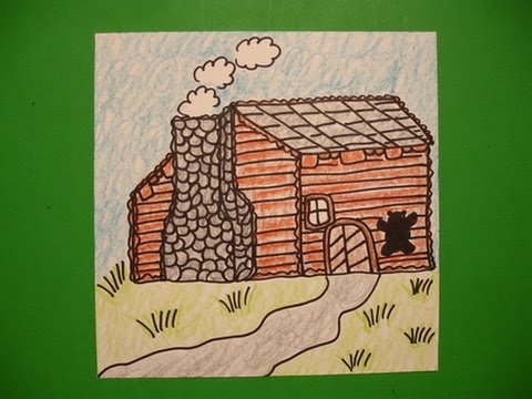 480x360 let's draw a log cabin! - Cabin Drawing