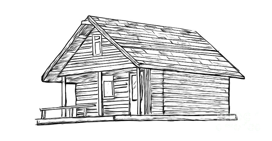 900x468 little cabin in the woods drawing - Cabin Drawing
