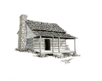 340x270 log cabin drawing etsy - Cabin Drawing