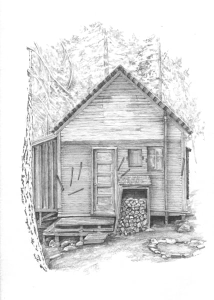 428x600 mineral king cabin pencil drawings for sale now cabin art - Cabin Drawing