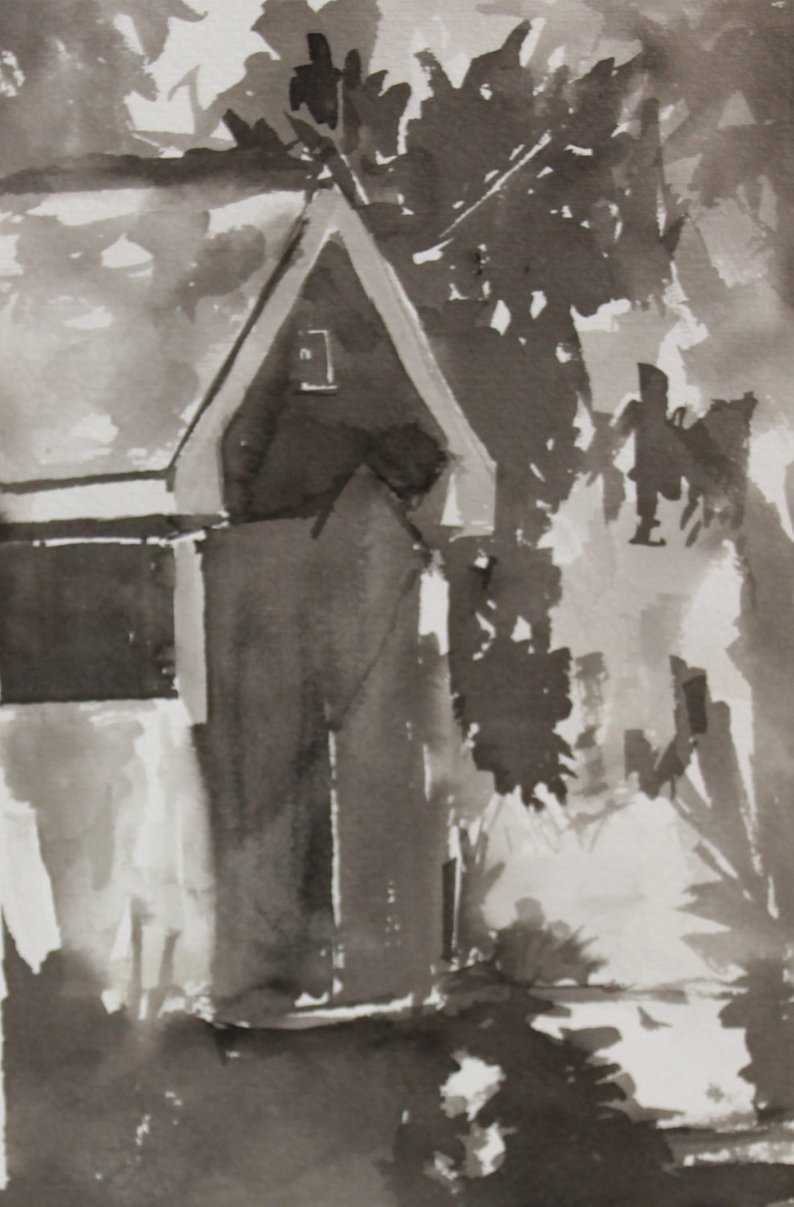 794x1207 cabin in the woods original ink drawing etsy - Cabin In The Woods Drawing