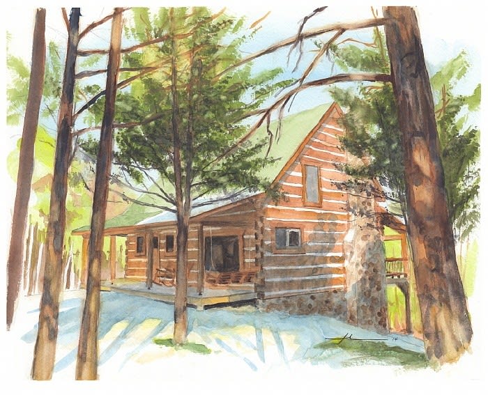 700x567 Mike Theuer - Cabin In The Woods Drawing