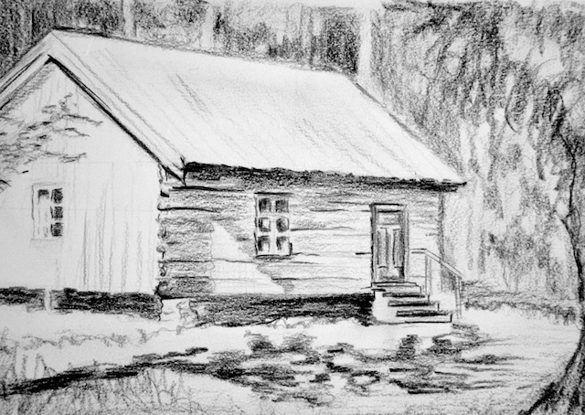 640x454 rmwillustration drawing cabin in the woods - Cabin In The Woods Drawing