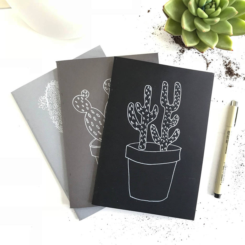 1024x1024 Set Of Three Cactus Drawing Notebooks - Cactus Drawing