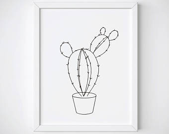 340x270 Cactus Drawing Etsy - Cactus Drawing Black And White
