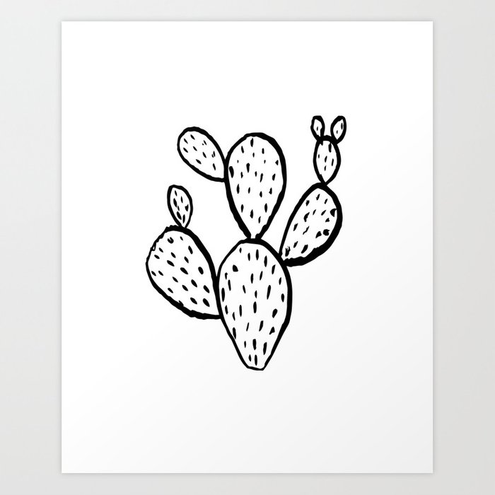 700x700 Cactus Minimal Modern Black And White Art Decor Painting Trendy - Cactus Drawing Black And White