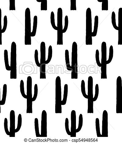 400x470 Black And White Cactus Pattern Botanical Background - Cactus Drawing Black And White
