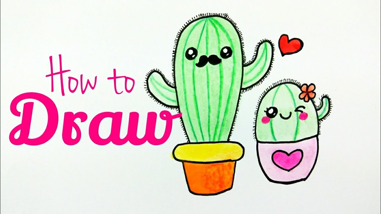 1280x720 how to draw cactus cactus drawing tutorial for kids step - Cactus Drawing Easy