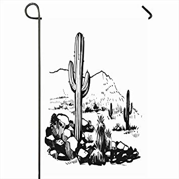 355x355 Ahawoso Outdoor Garden Flags Inch Sketch - Cactus Drawing Outline