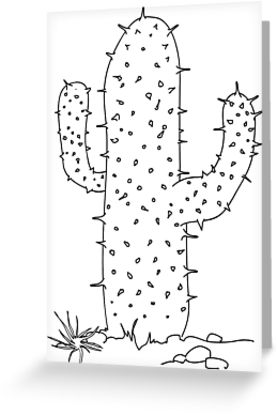 277x415 Cactus Line Drawing Greeting Cards - Cactus Line Drawing
