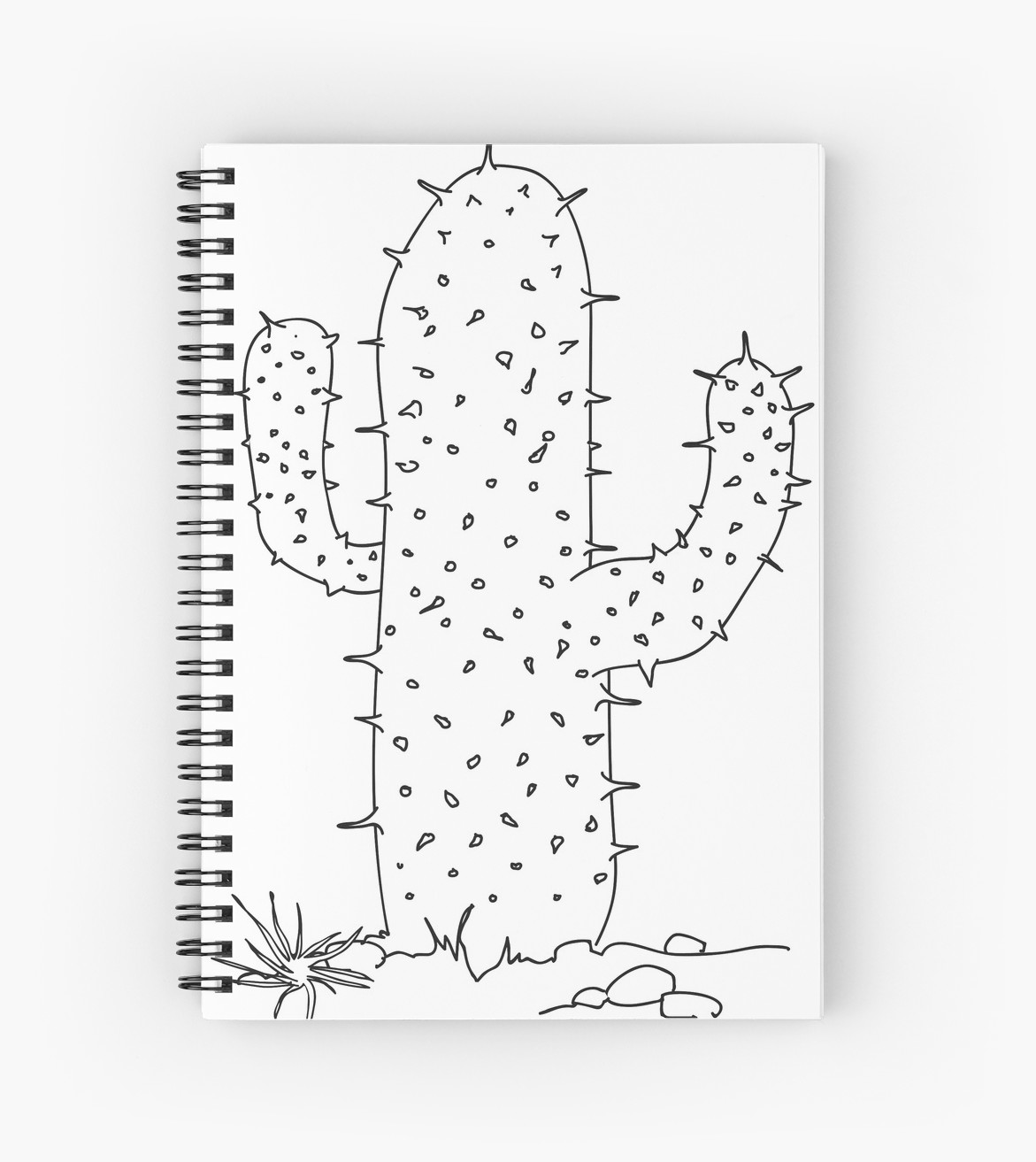 1171x1313 Cactus Line Drawing Spiral Notebooks - Cactus Line Drawing