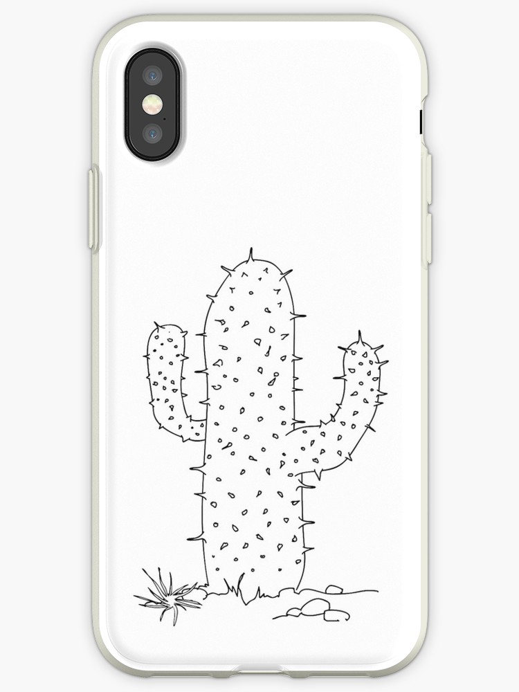 750x1000 Cactus Line Drawing Iphone Cases Covers - Cactus Line Drawing