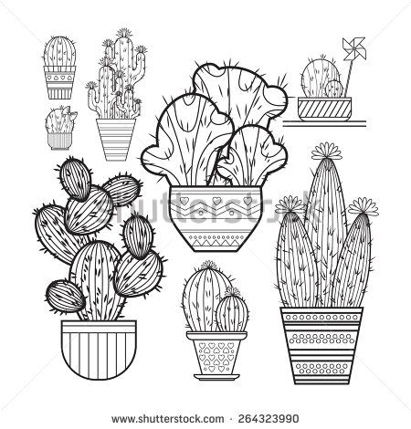 Cactus Line Drawing at PaintingValley.com | Explore collection of ...