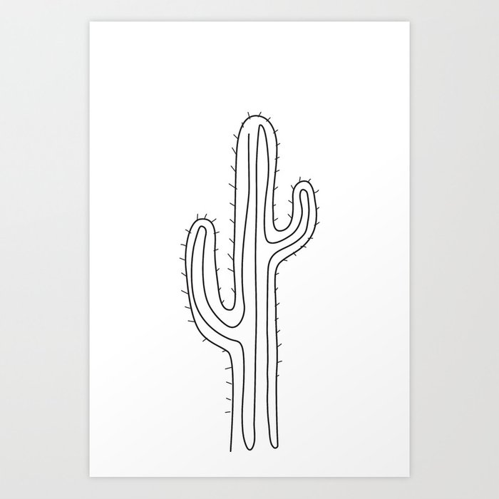 700x700 Abstract Cactus One Line Drawing Art Print - Cactus Line Drawing