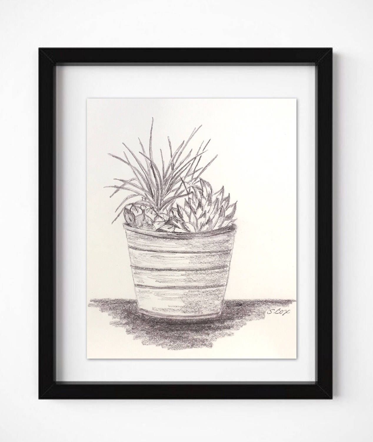 1268x1500 Cactus Pencil Sketch And Pencil Drawing, Kitchen Art, Still Life - Cactus Pencil Drawing