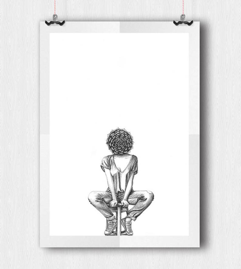 794x885 Printable Cactus Gift Drawing Succulent Woman Print Woman Etsy - Cactus Pencil Drawing