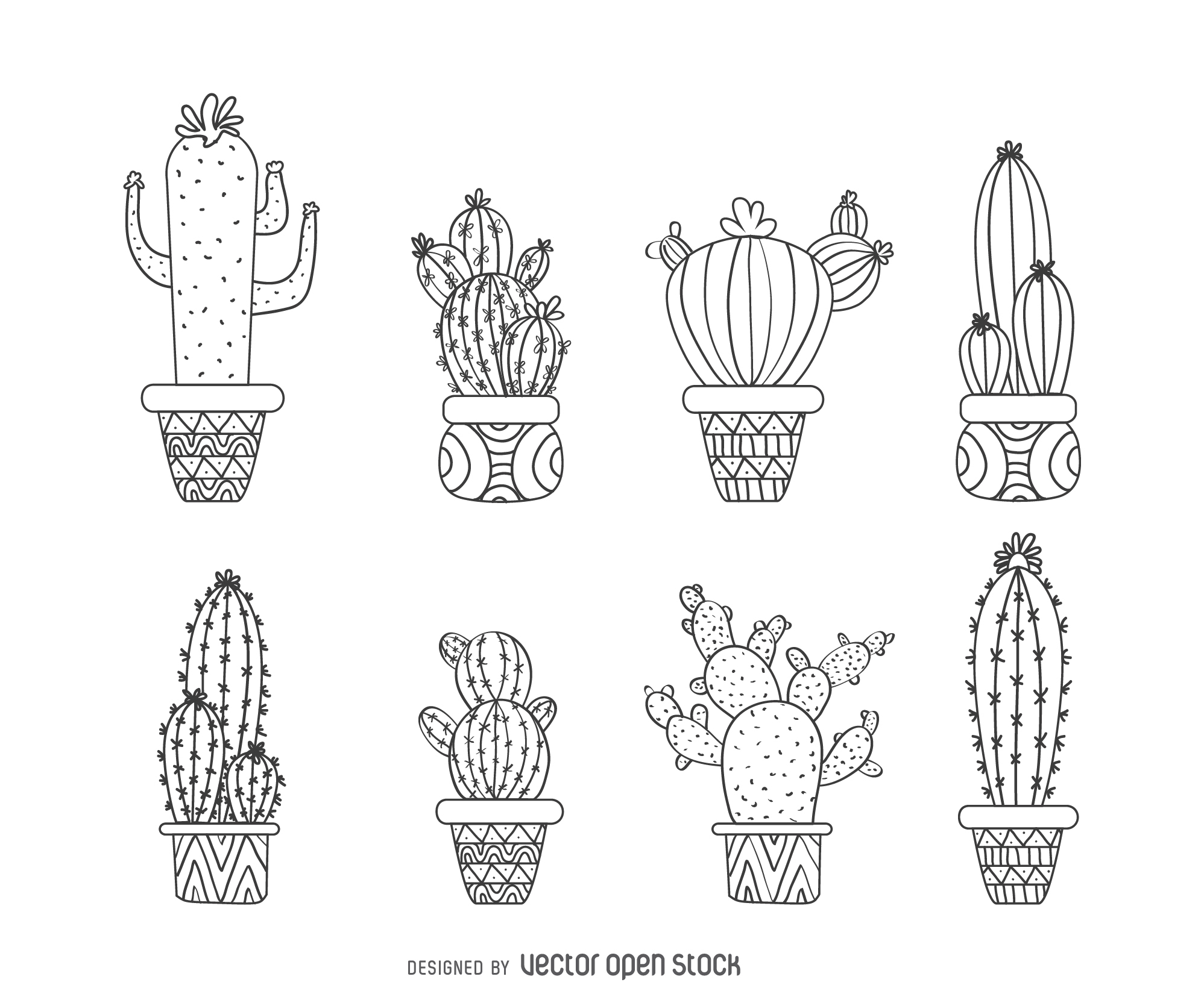 1997x1650 Green Drawing Cactus For Free Download - Cactus Pencil Drawing