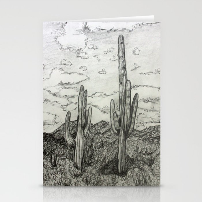 700x700 saguaro cactus pencil drawing stationery cards - Cactus Pencil Drawing