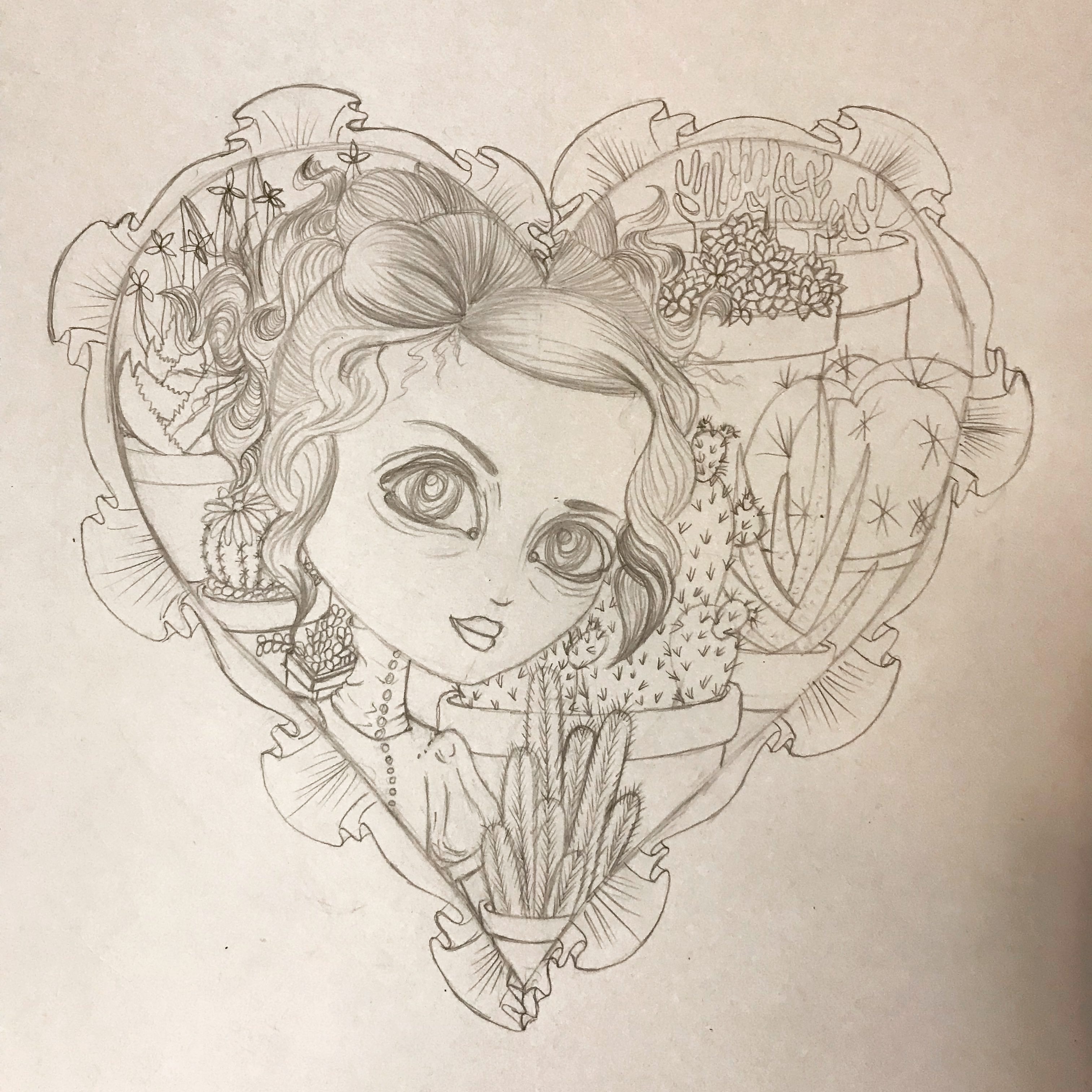3024x3024 cacti and doll - Cactus Pencil Drawing