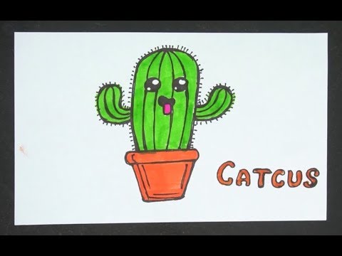 480x360 how to draw cactus drawing for kids potted cactus plant kids - Cactus Plant Drawing