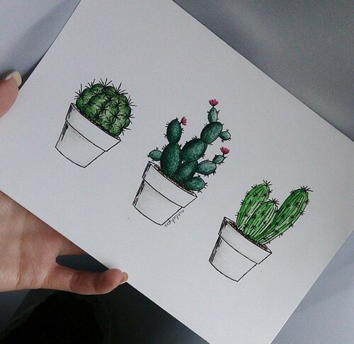 500x486 Image About Tumblr In Art - Cactus Tumblr Drawing