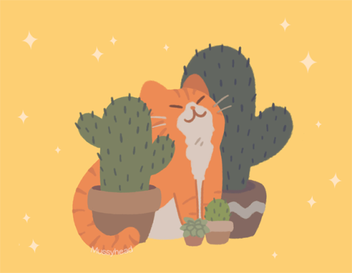 500x388 Cat Friends - Cactus Tumblr Drawing
