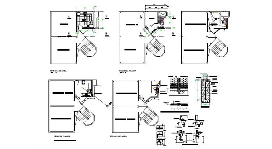 870x478 building plan and sanitary units detail drawing in autocad format - Cad Building Drawing