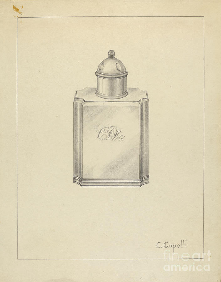 707x900 Silver Tea Caddy Drawing - Caddy Drawing