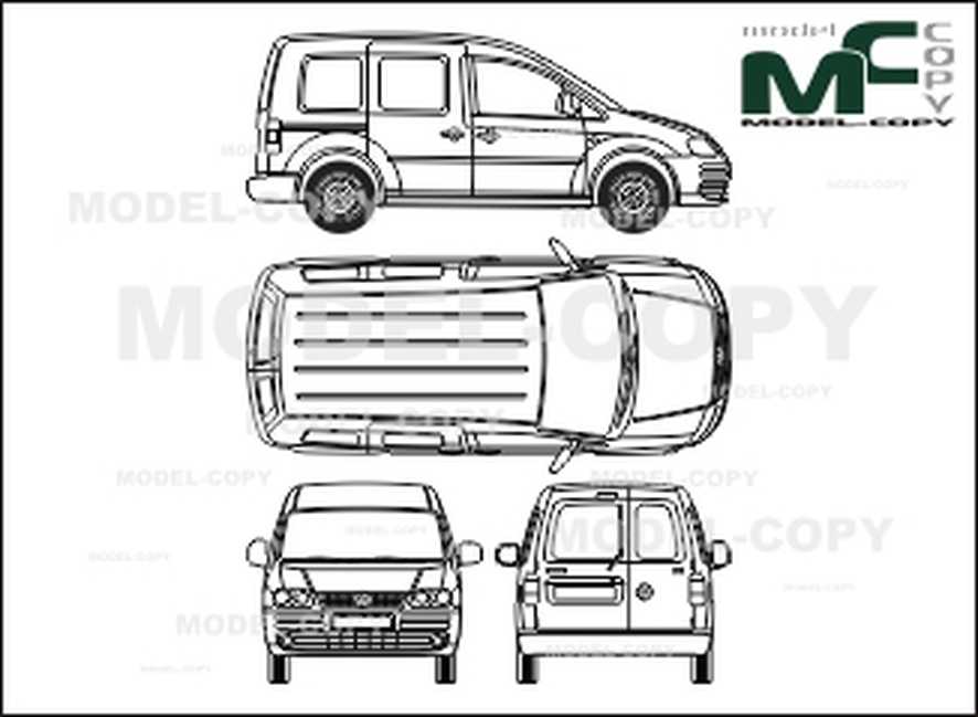 886x649 Volkswagen Caddy Sombi, Sliding Door, Rear Double Doors - Caddy Drawing